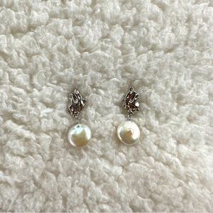 925 Sterling Silver, 18k gold plated, natural pearls, earrings, gold tone